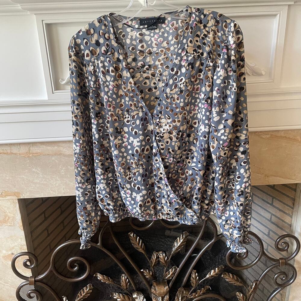 Sanctuary V-Neck Elastic Waist Long Sleeve Top Sz S